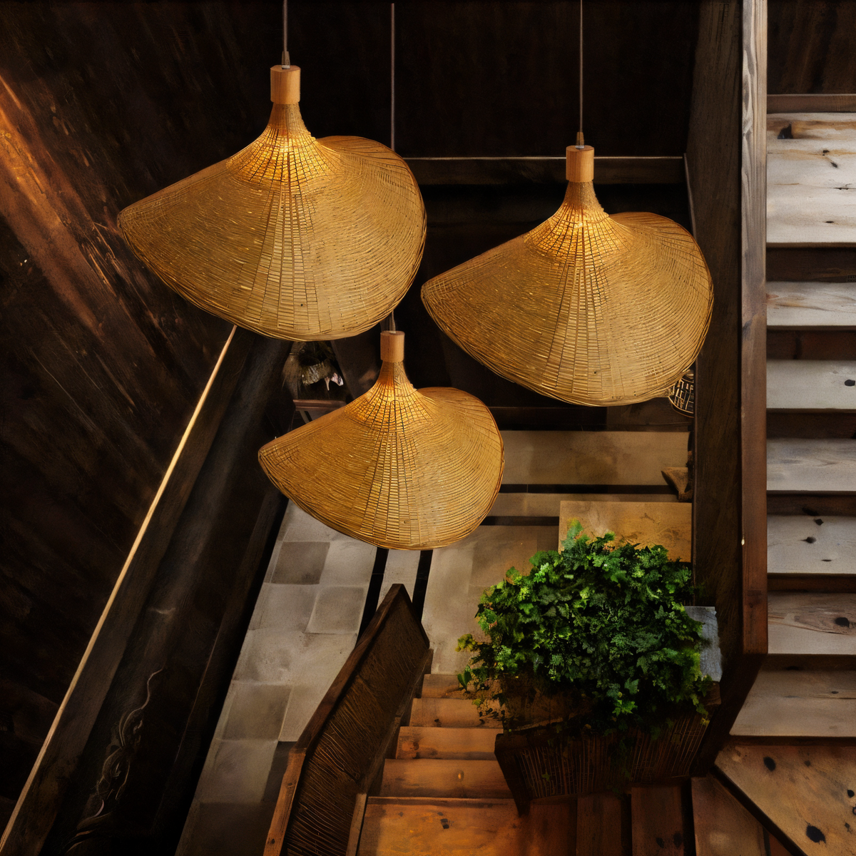 Handwoven Rattan Dome Pendant Light