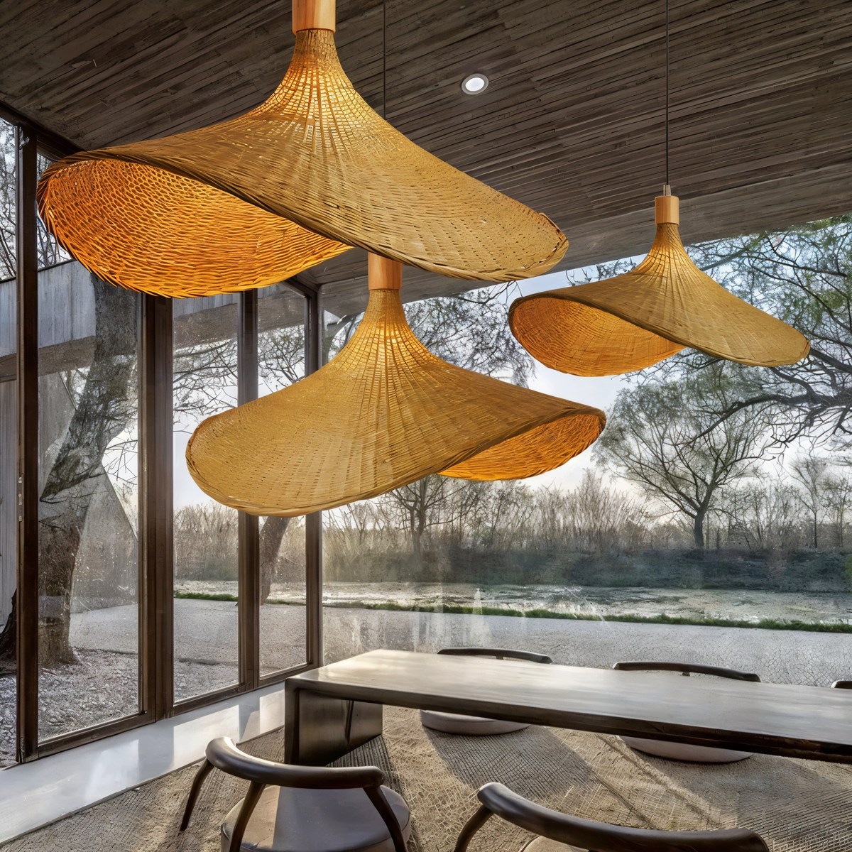 Handwoven Rattan Dome Pendant Light