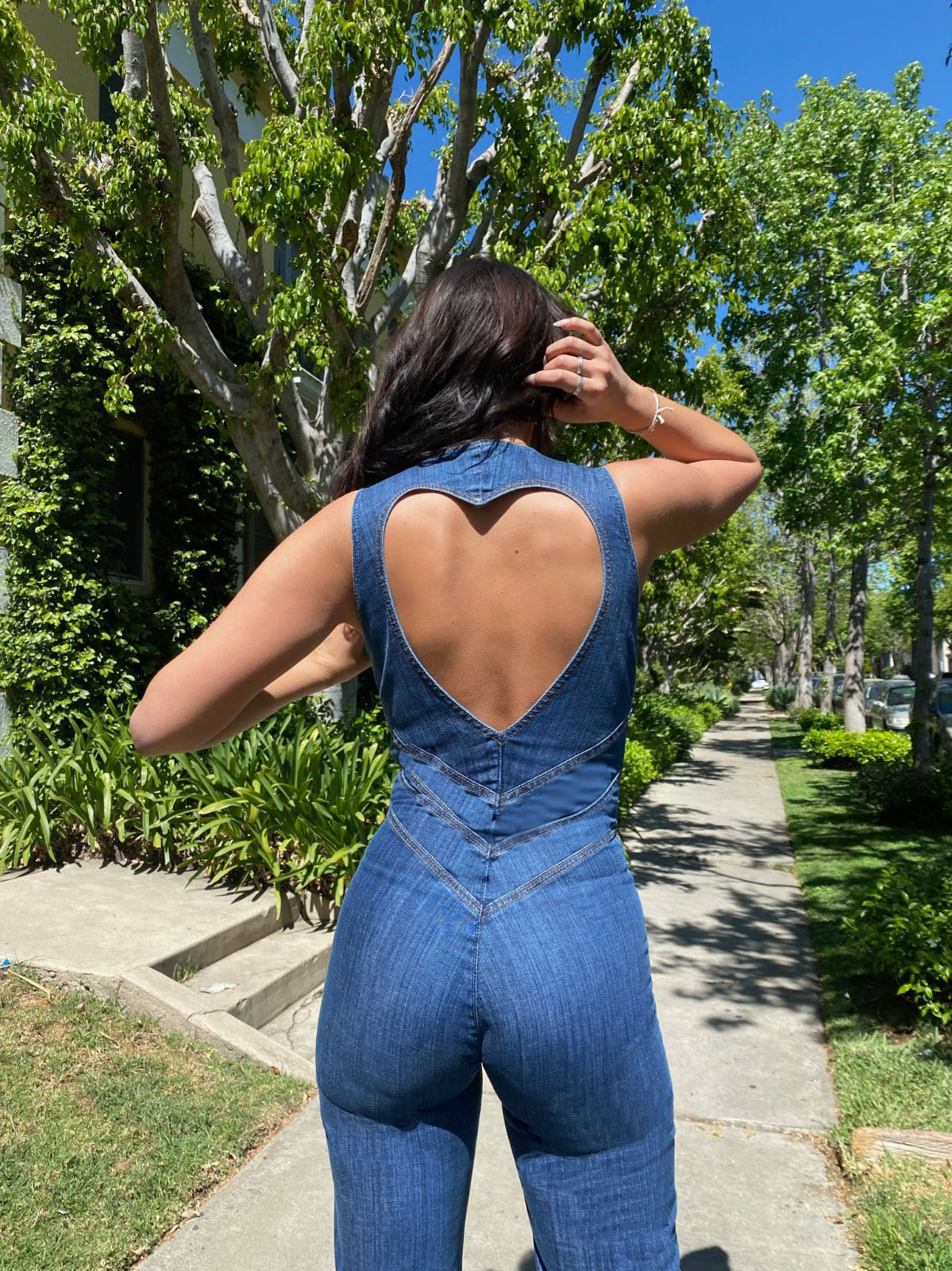 dresses : Bianca – Combinaison en jean évasée à fermeture zippée, inspirée du style vintage in van Seroa