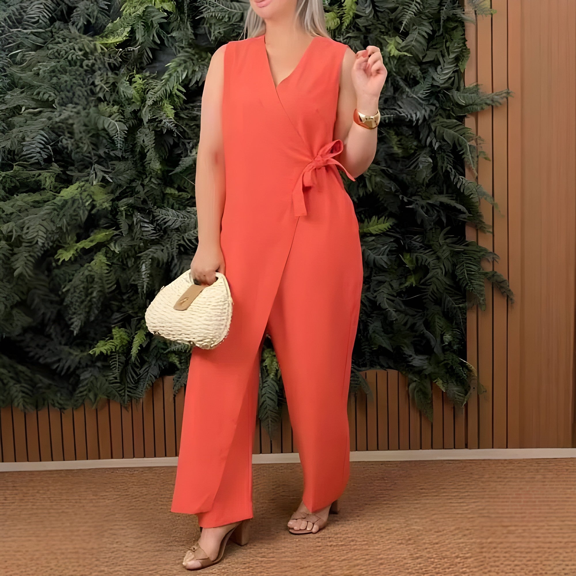 Jumpsuit Élégant avec Design Wrap Femme Combinaisons