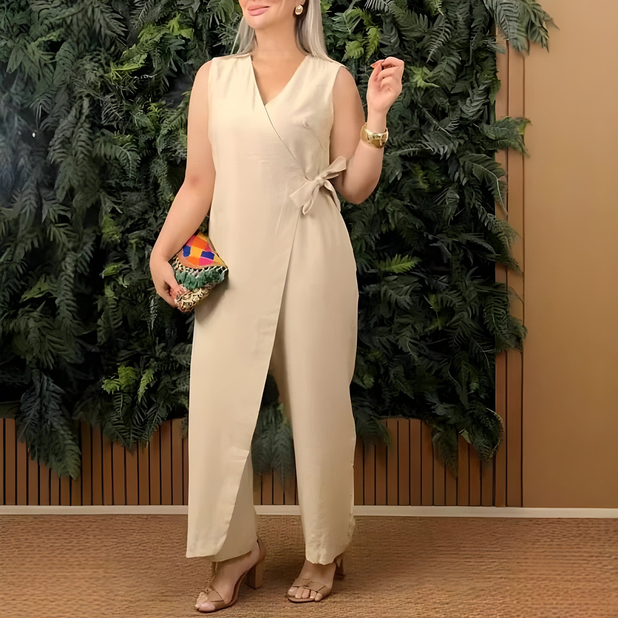 Jumpsuit Élégant avec Design Wrap Femme Combinaisons