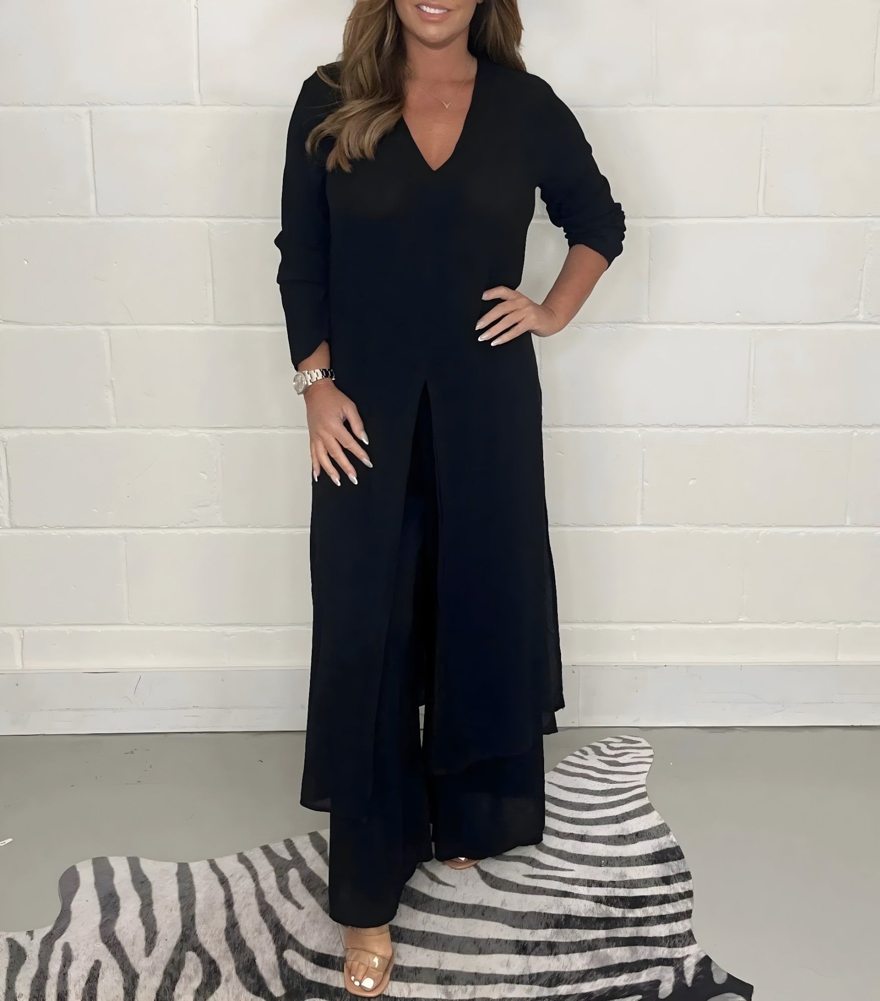 Jumpsuit Femme Pantalon Large Taille Élastique