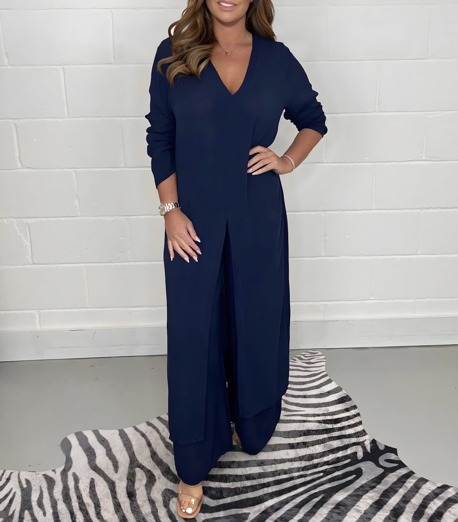 Jumpsuit Femme Pantalon Large Taille Élastique