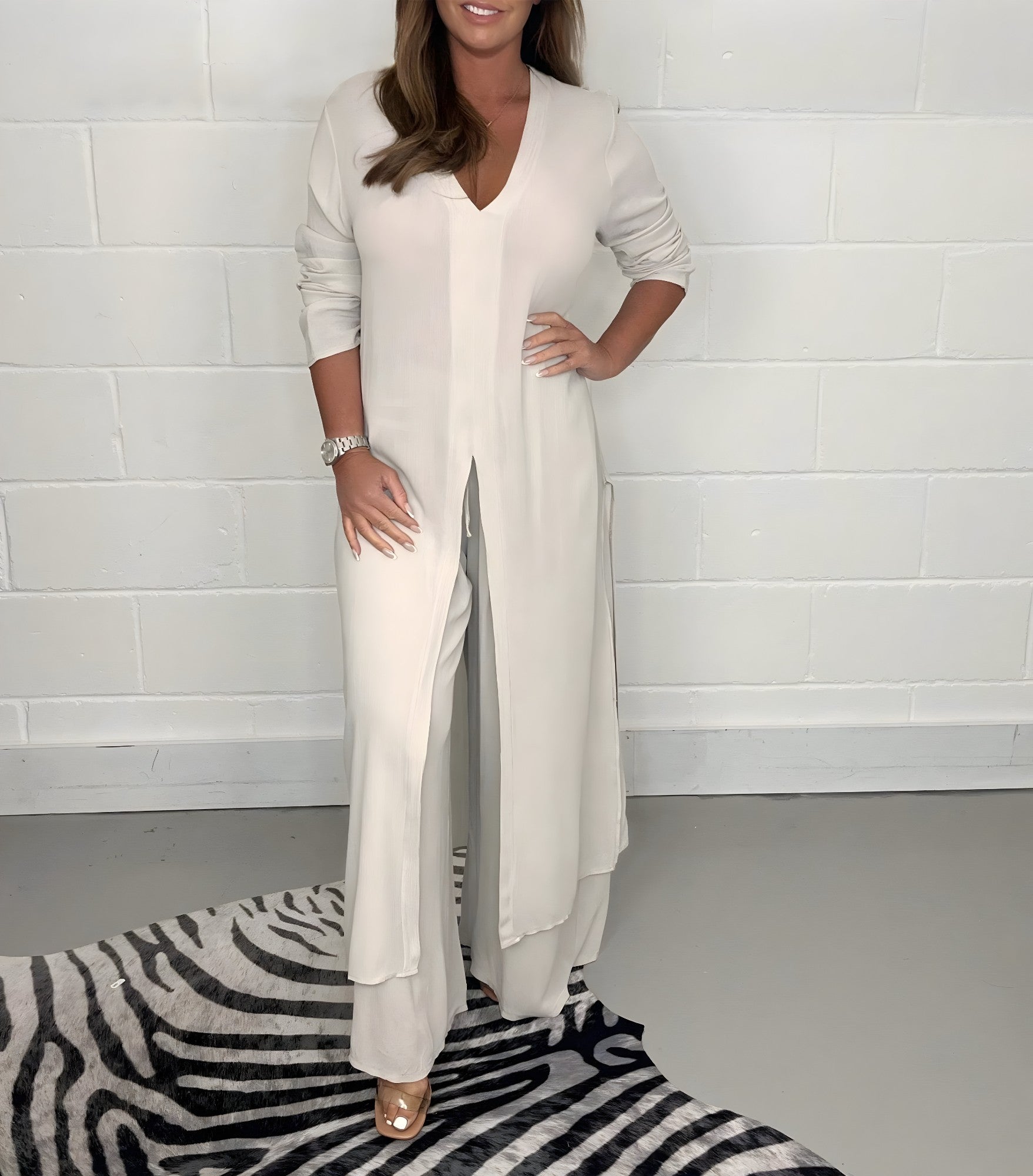 Jumpsuit Femme Pantalon Large Taille Élastique