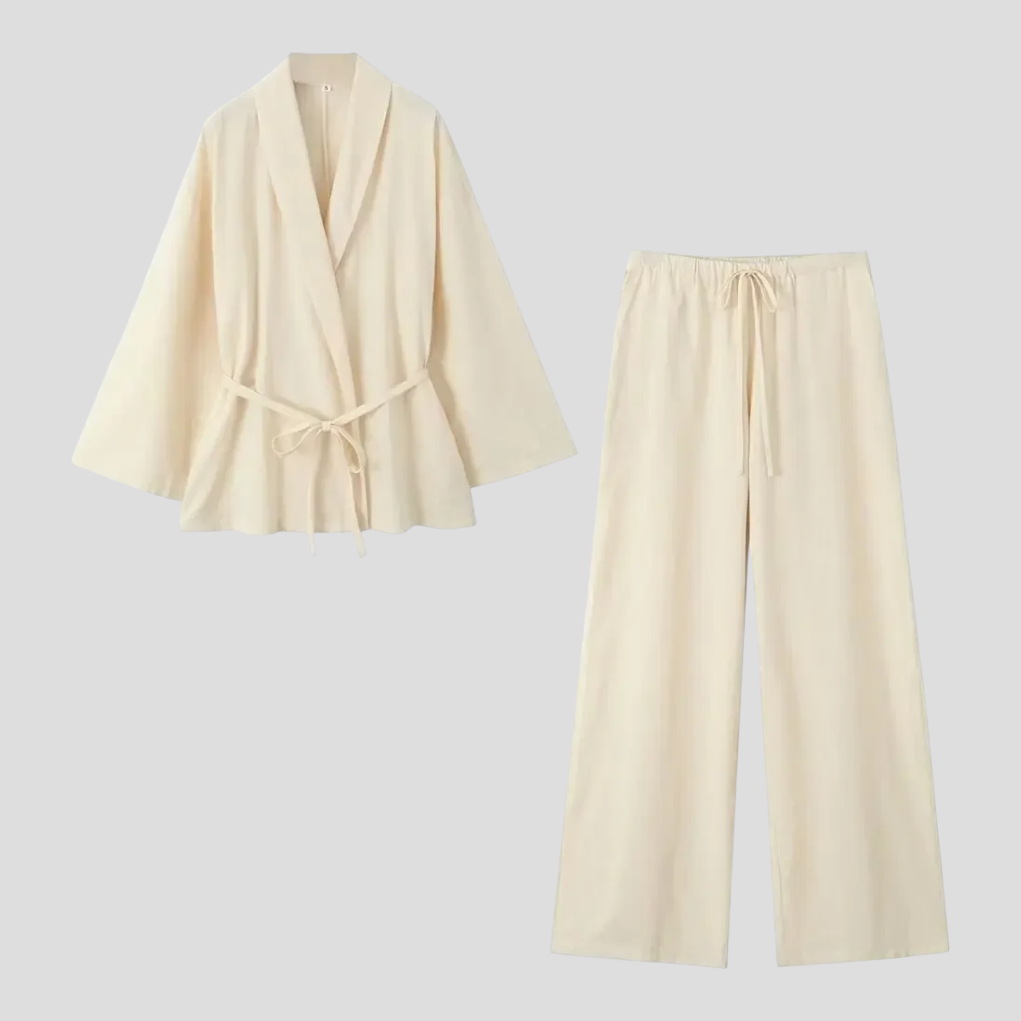 Eleganter Leinenkimono für Damen mit Gürtel - perfekt für Sommer und Frühling