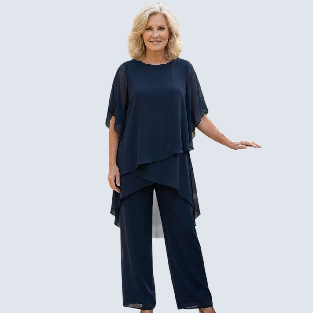 Ensemble deux pièces femme superposition, drapé et chic