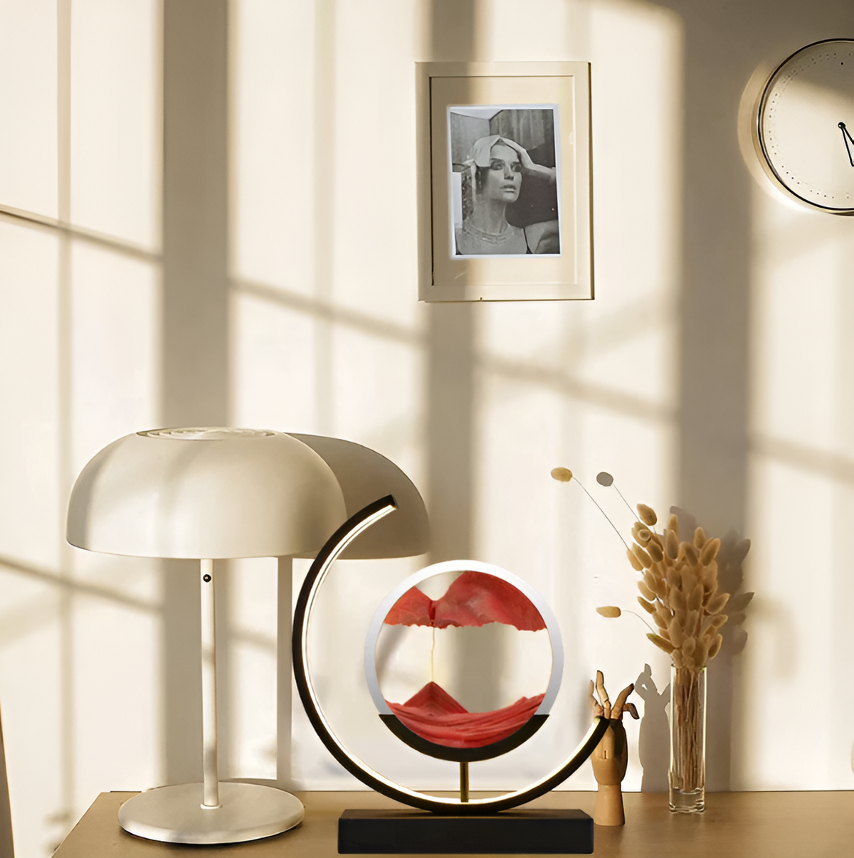 Lampe de Table Sable Cinétique LED – Design Flux de Sable