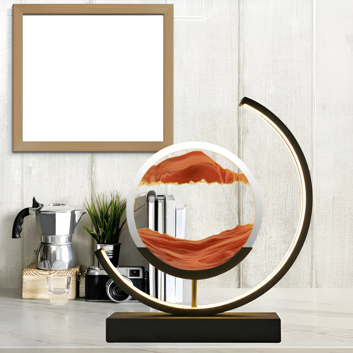 Lampe de Table Sable Cinétique LED – Design Flux de Sable