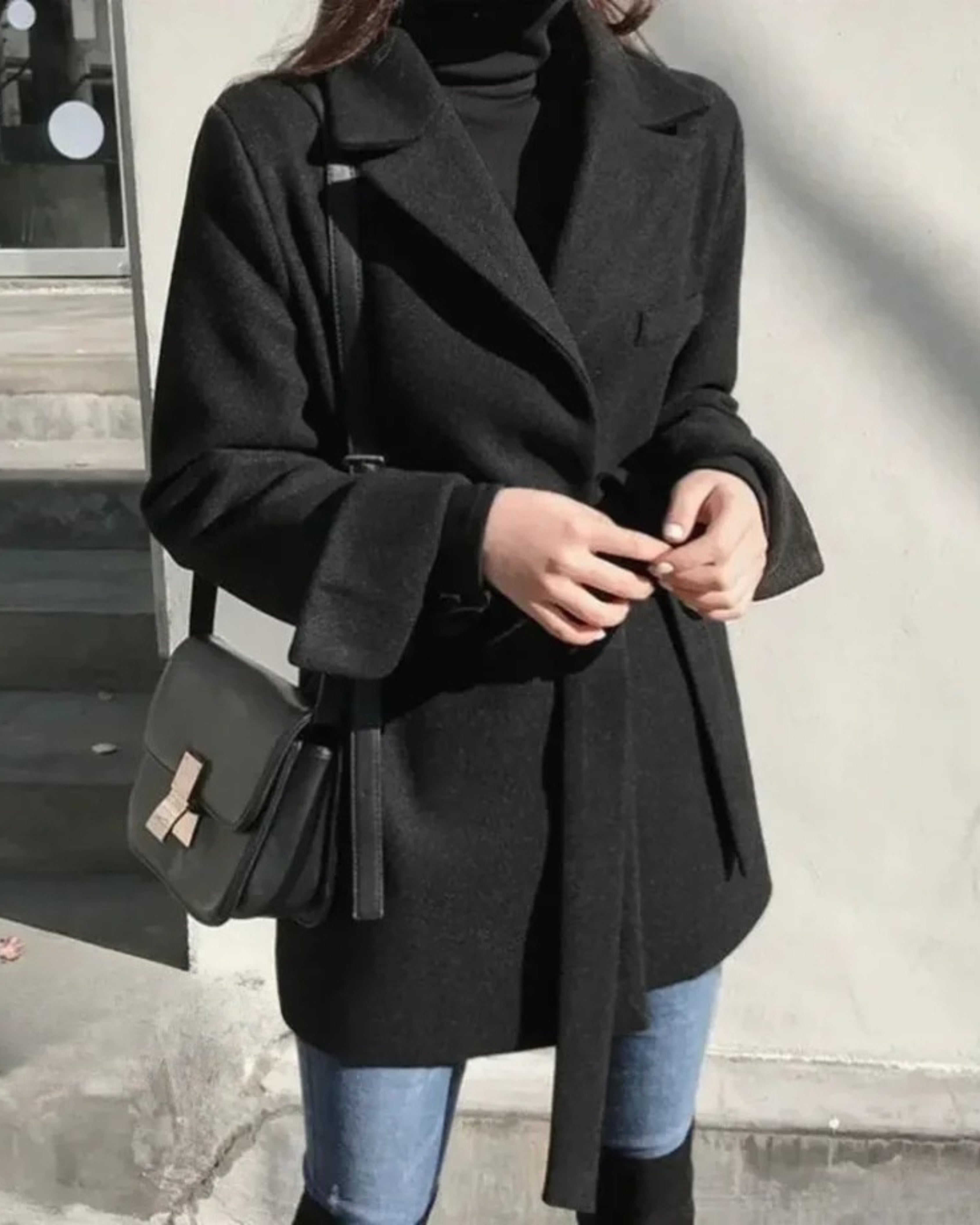 Damenmantel aus Wollmischung Schwarz Blazer Schwarz Damen