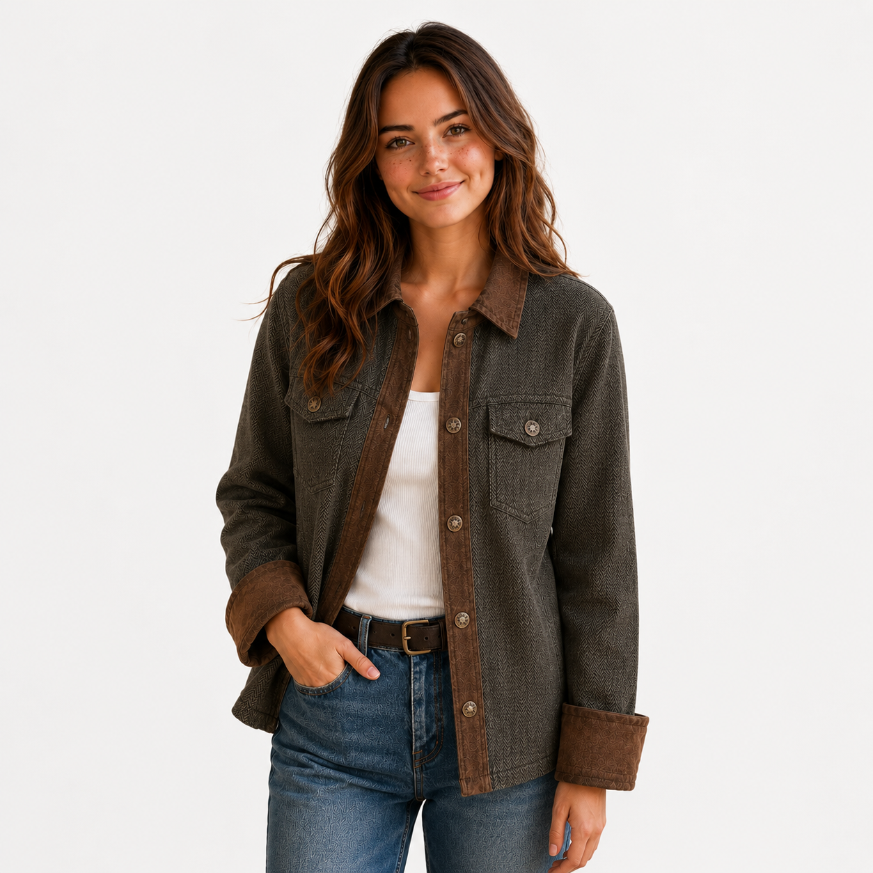 Manteau Hiver Femme Coupe Structurée Détails En Velours