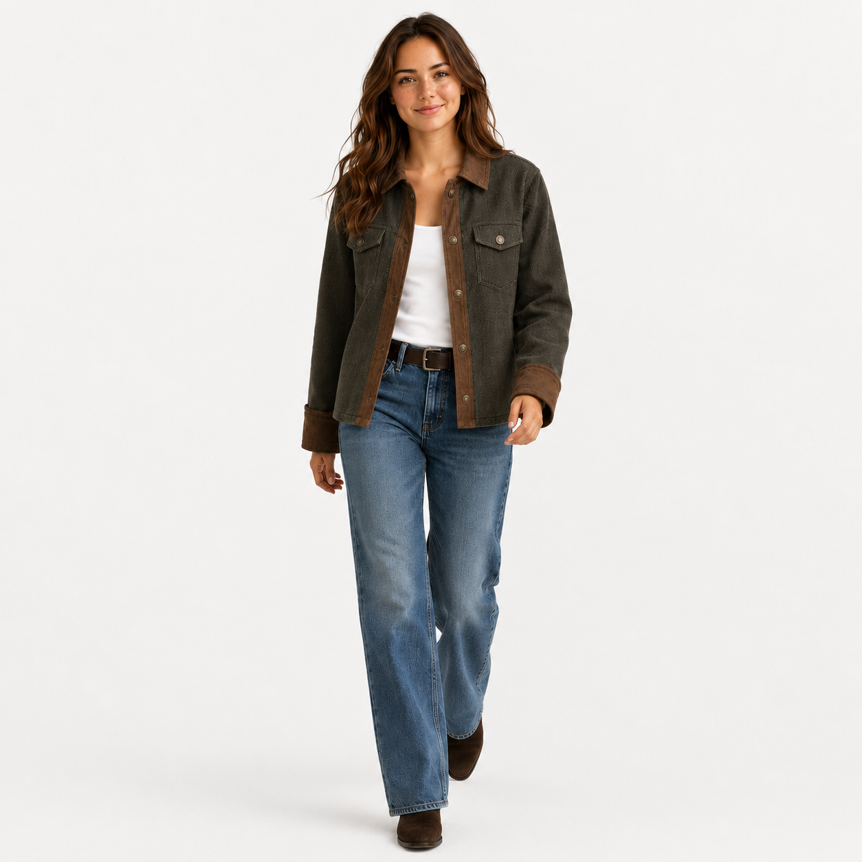 Manteau Hiver Femme Coupe Structurée Détails En Velours