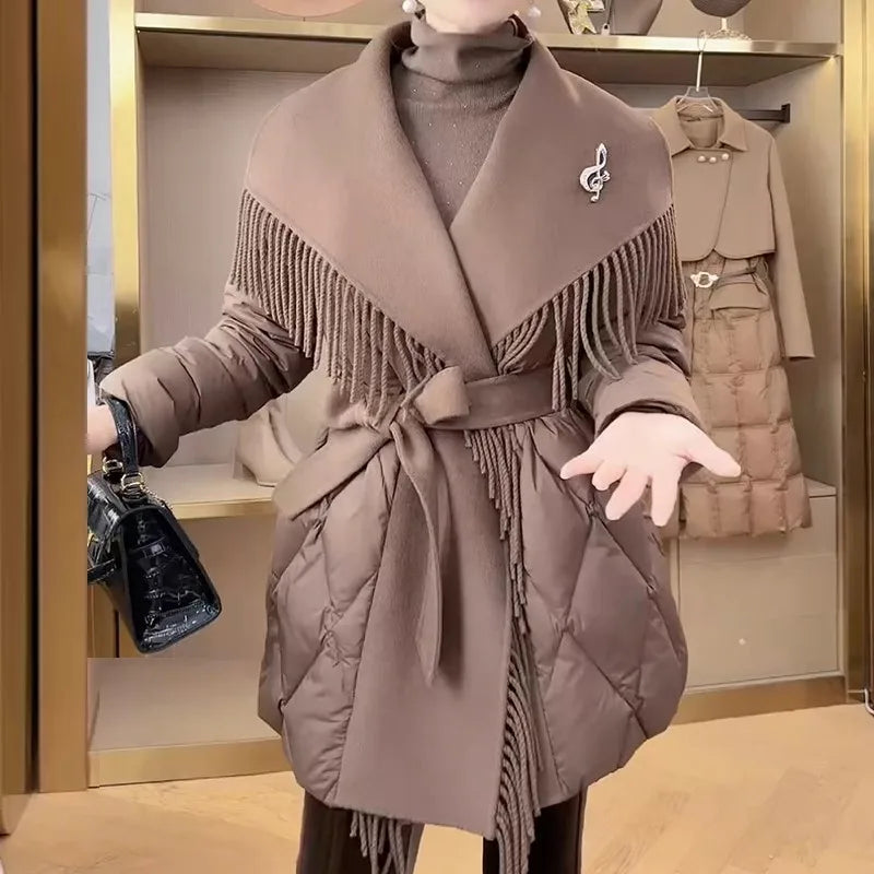 Manteau Hiver Femme Élégant Mi-Long 3