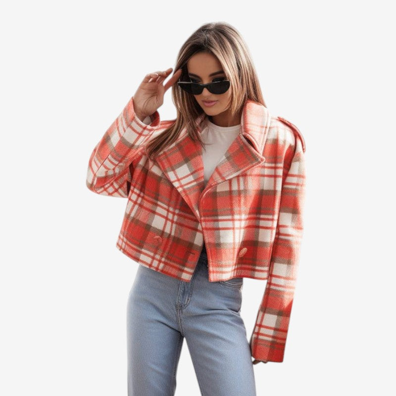 Manteau Hiver Femme Élégant à Carreaux 2