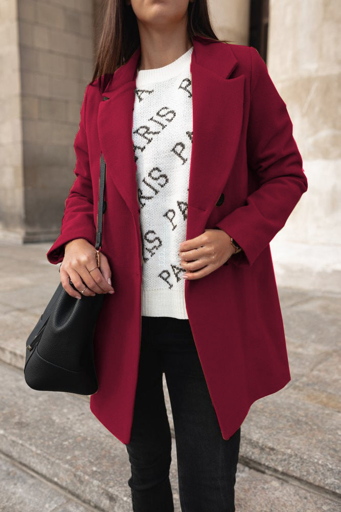 Manteau Hiver Femme Élégant à Revers 5