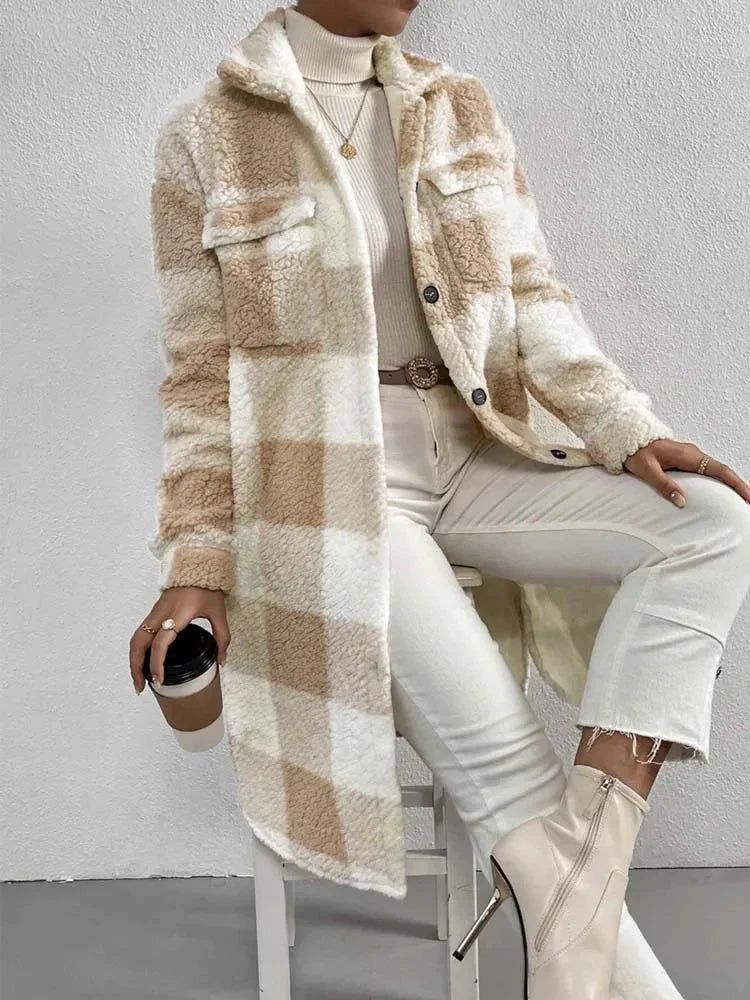 Manteau Hiver Femme Oversize à Carreaux 0