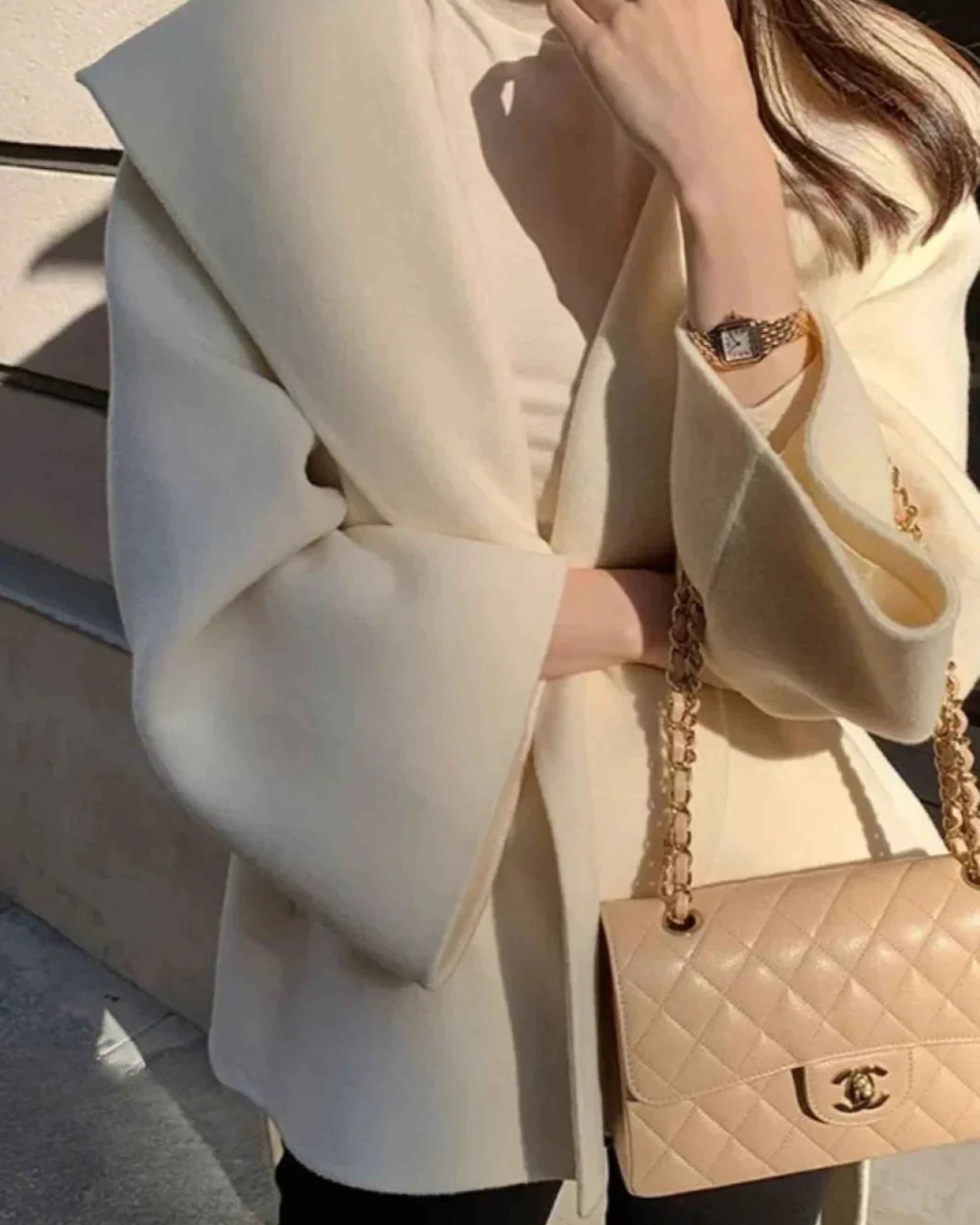 Manteau Hiver Femme à Capuche Marron Laine