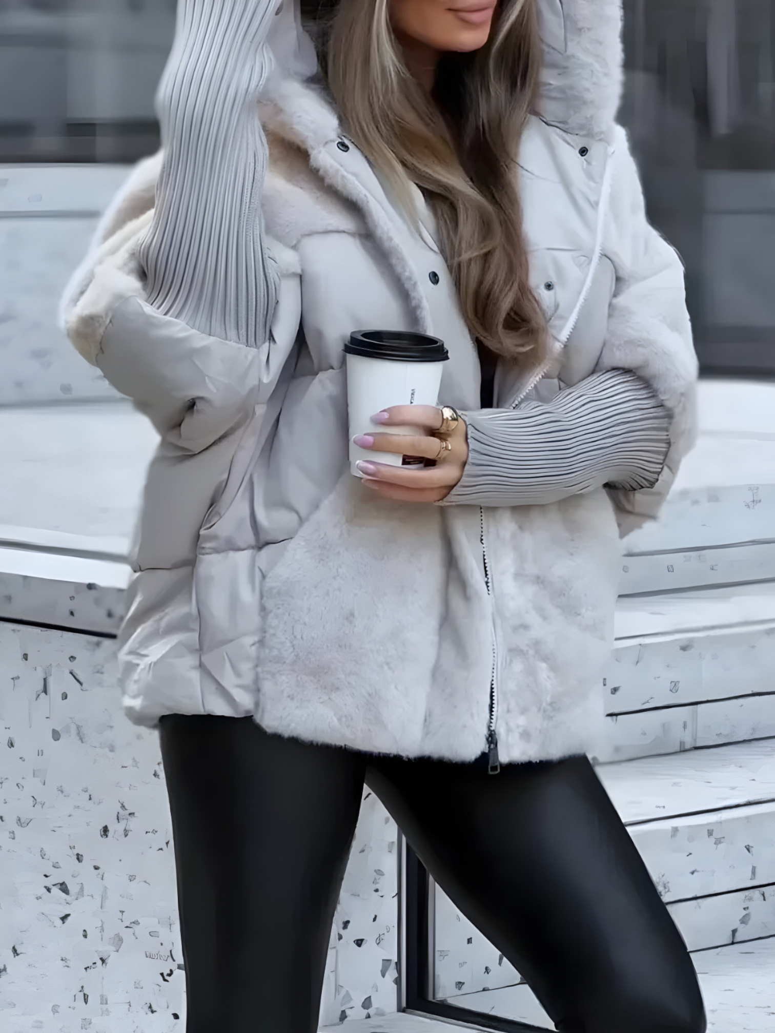 Manteau Hiver Femme avec Capuche Multicolore Coton