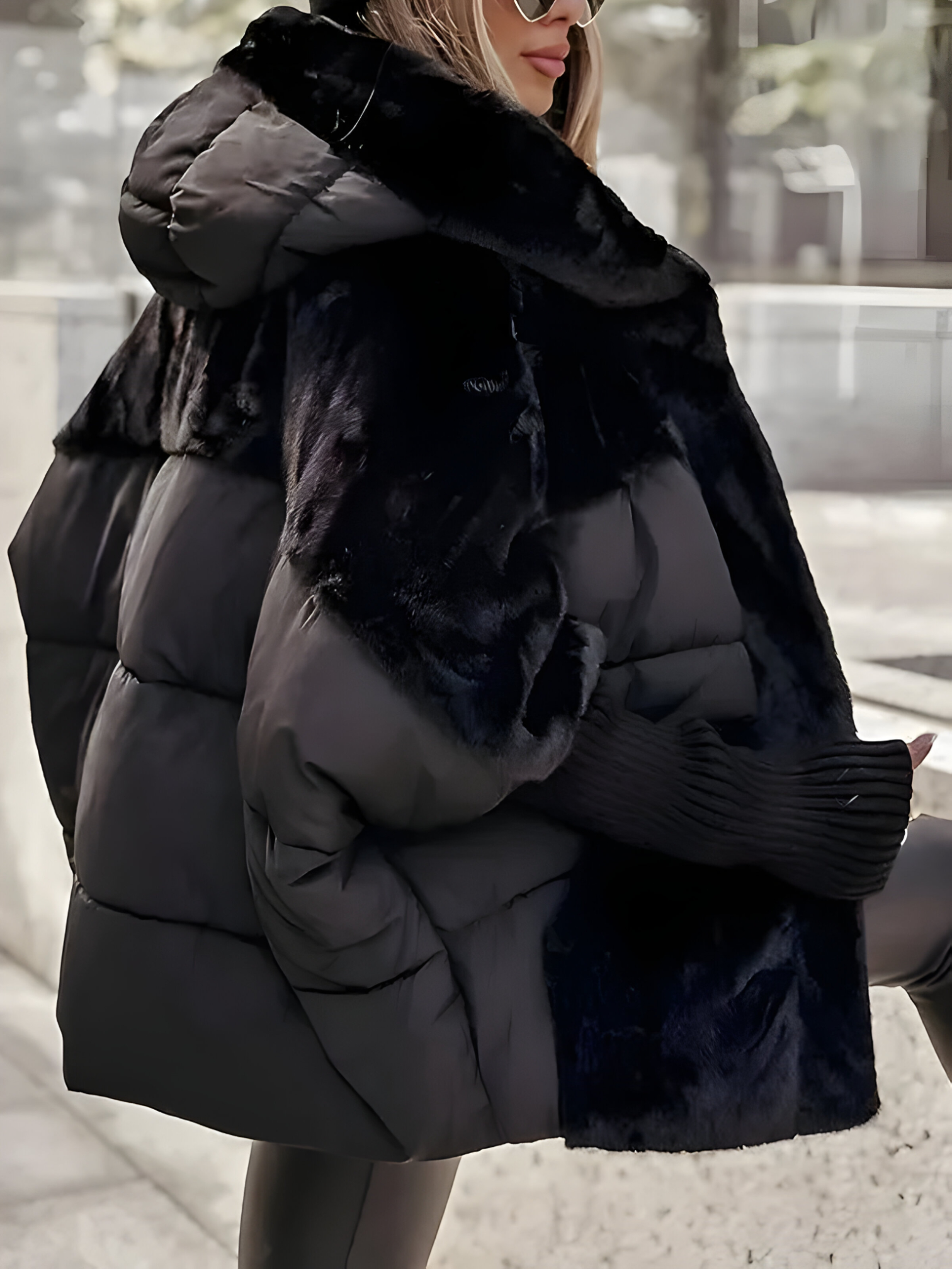 Manteau Hiver Femme avec Capuche Multicolore Coton