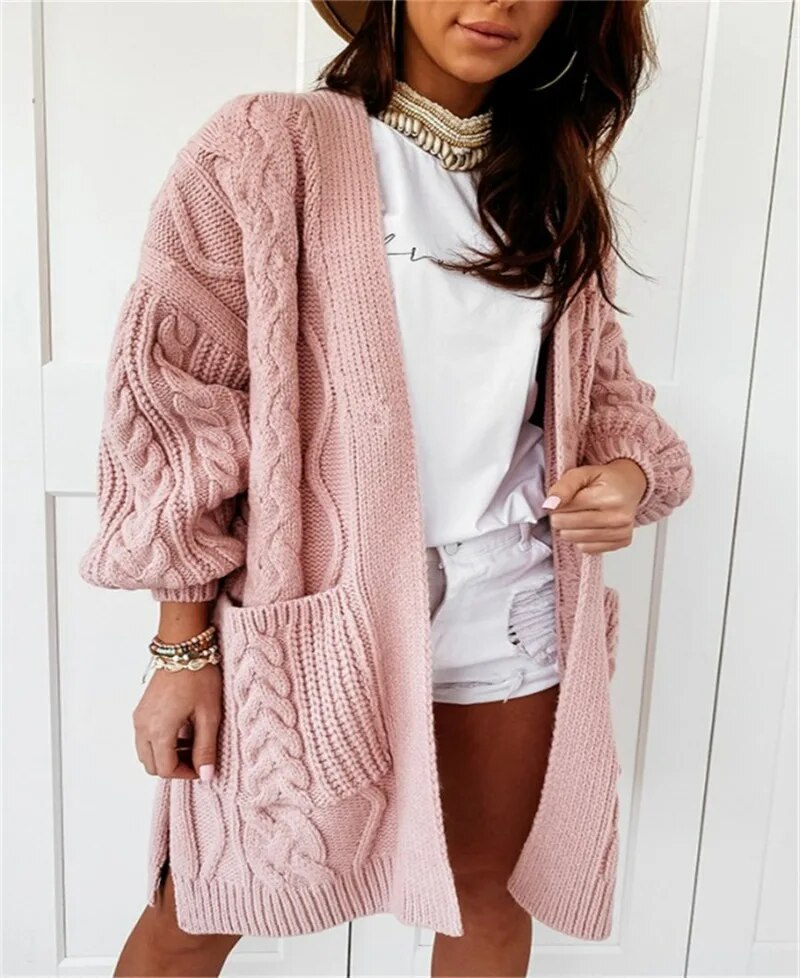 Manteau Long Femme Hiver Élégant Tricoté 6