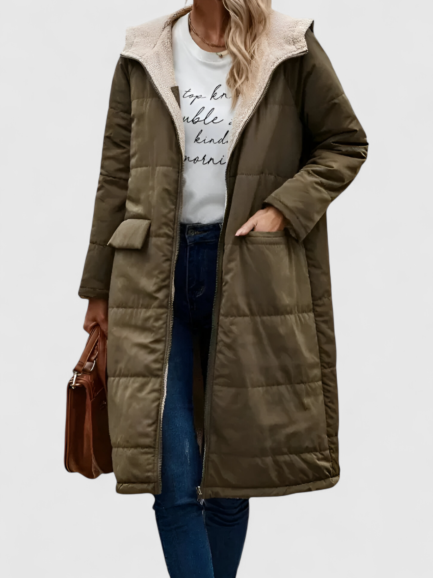 Manteau Long Hiver Femme avec Capuche Polyester