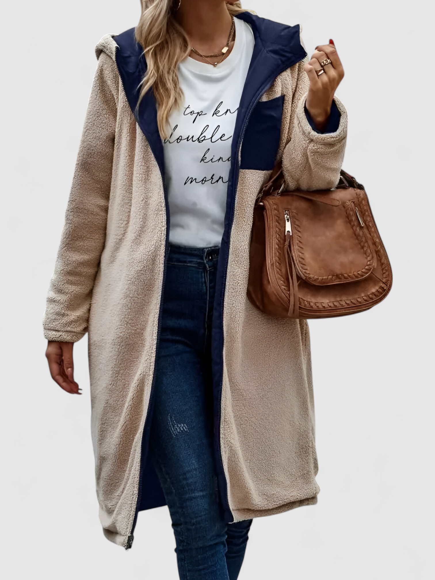 Manteau Long Hiver Femme avec Capuche Polyester