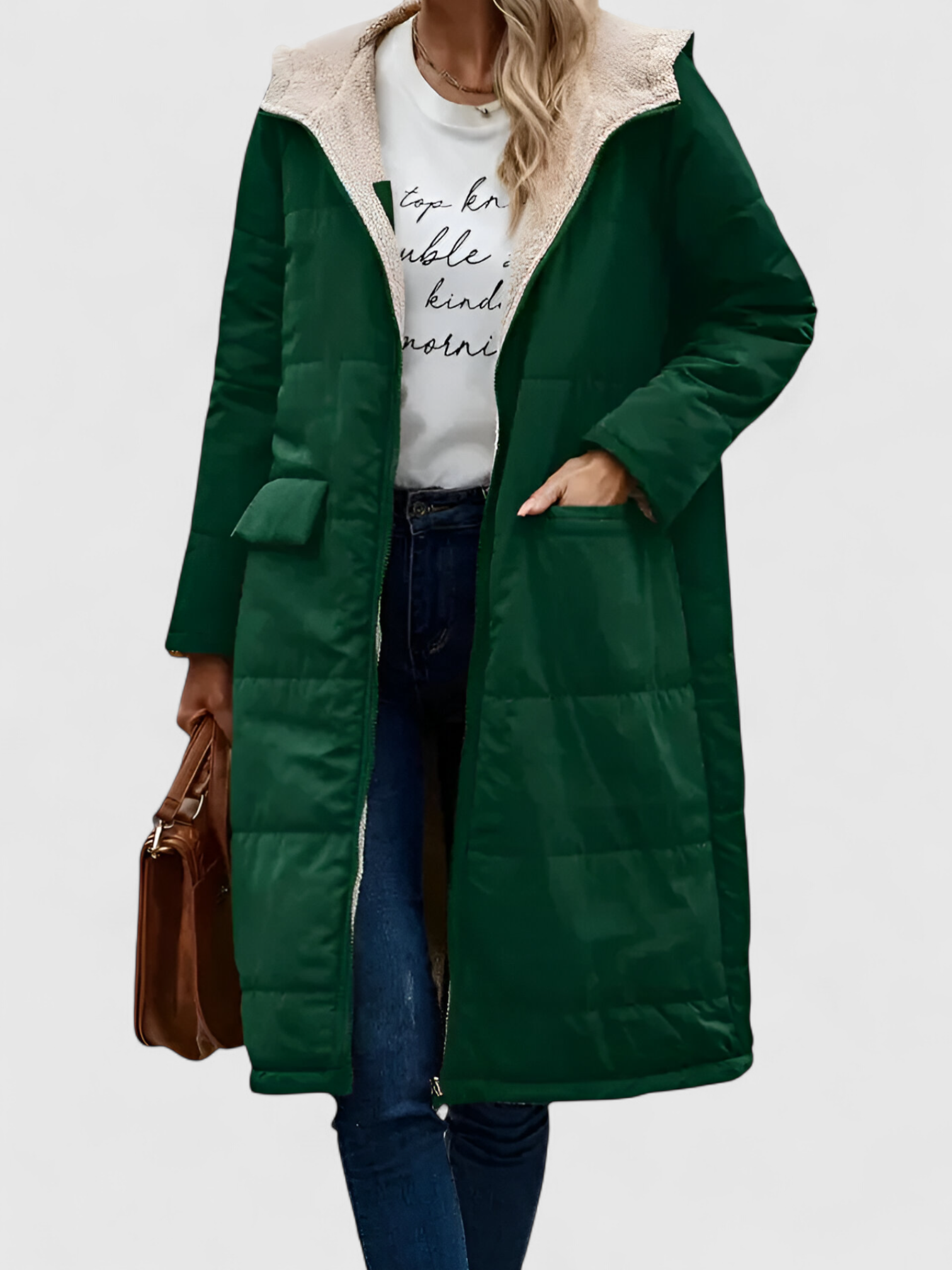 Manteau Long Hiver Femme avec Capuche Polyester