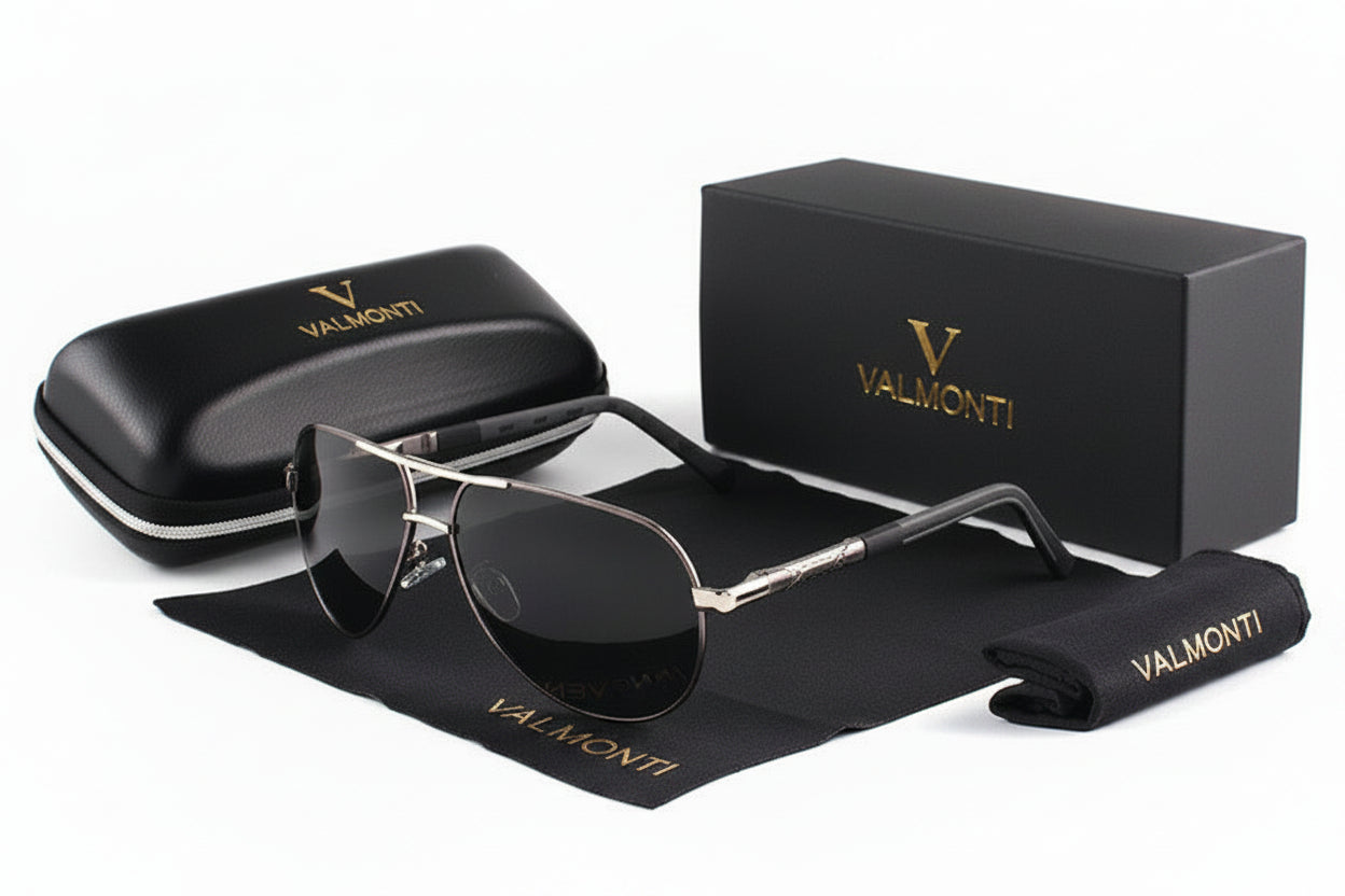Lunettes solaires homme, polarisées, forme pilote, monture légère