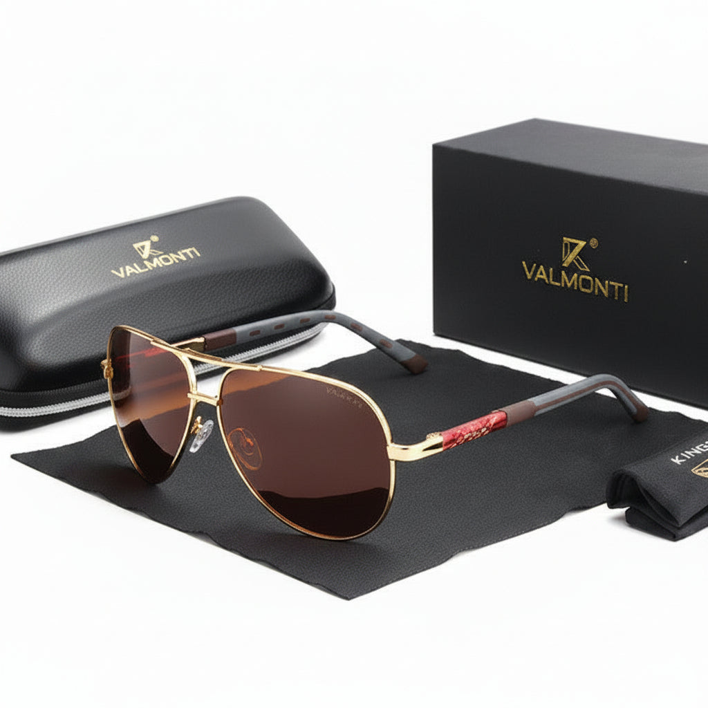 Lunettes solaires homme, polarisées, forme pilote, monture légère