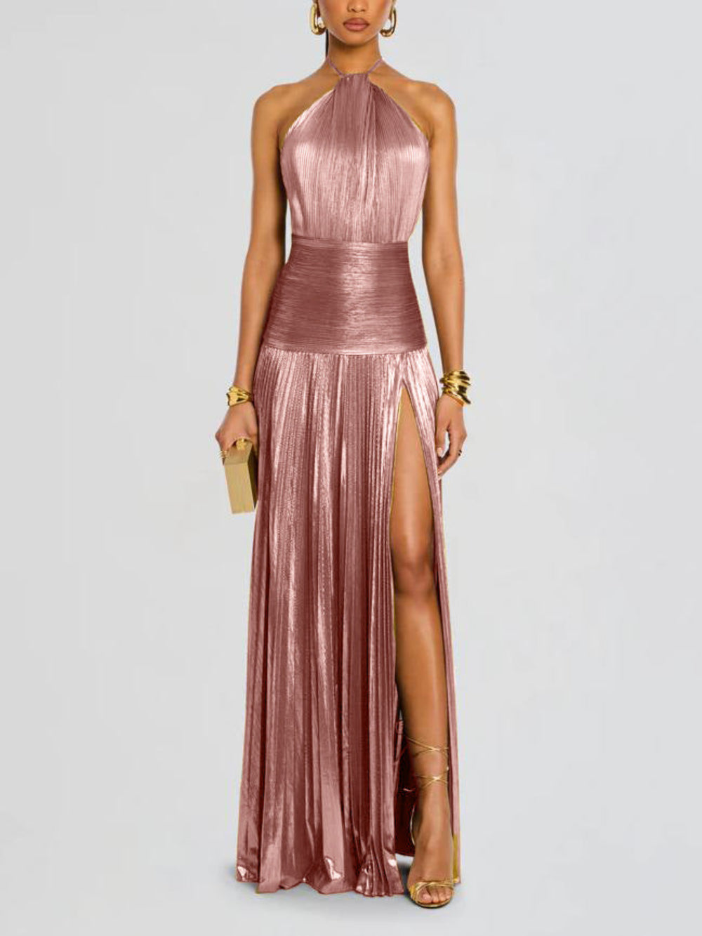Thalia Metallic Maxikleid in Peridot für einen eleganten und atemberaubenden Look