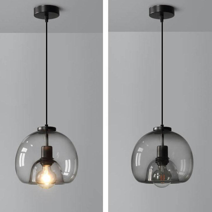 Suspension en Verre Fumé - Design Verre Soufflé à la Main