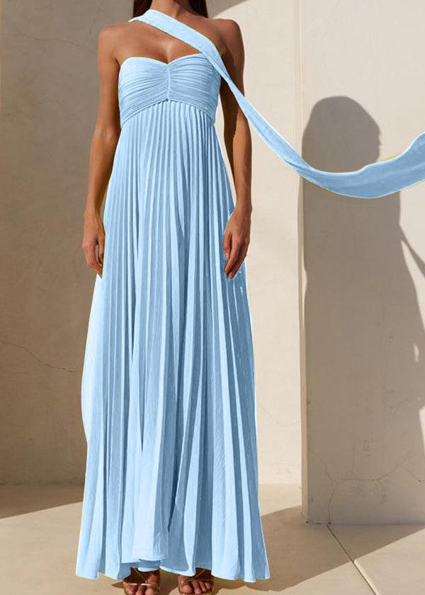 Simple Elegant Look Tube Dress with Pleats and Ribbon - XS / Yellow