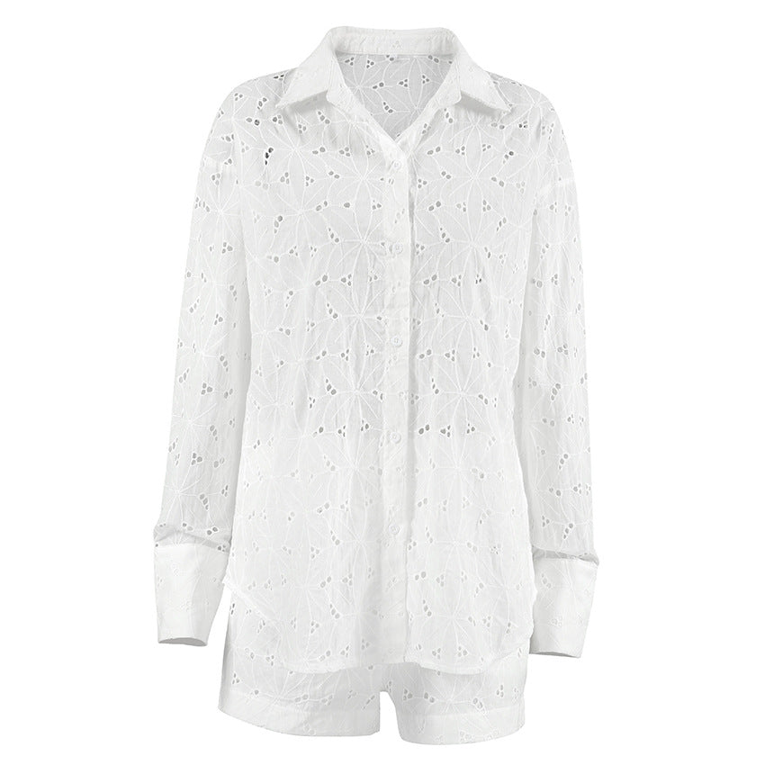 dresses : Clara – Ensemble d’Été Élégant 2 Pièces Brodé (Chemise & Short) in van Seroa
