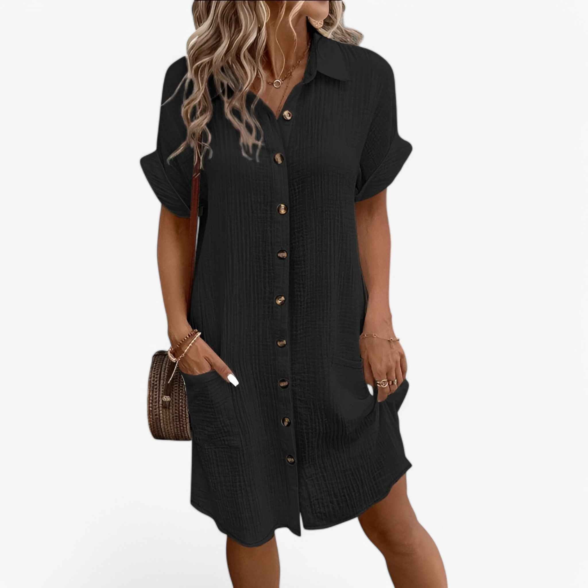 Leichtes Sommerkleid Damen aus Leinen-Baumwoll-Mischung - Perfekt für Strand und Urlaub