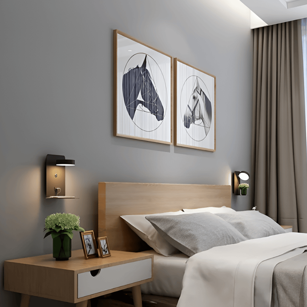 DualDelight Lampe Murale LED avec Étagère et Port USB