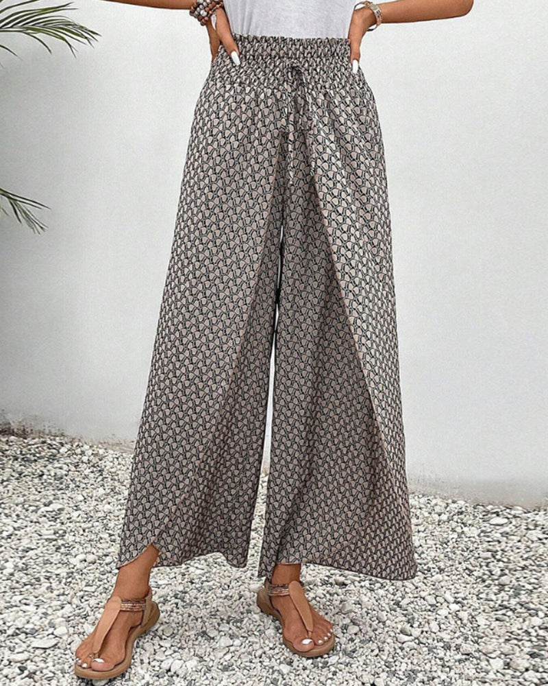 Pantalon Fluide Femme Imprimé Géométrique Élégant 0