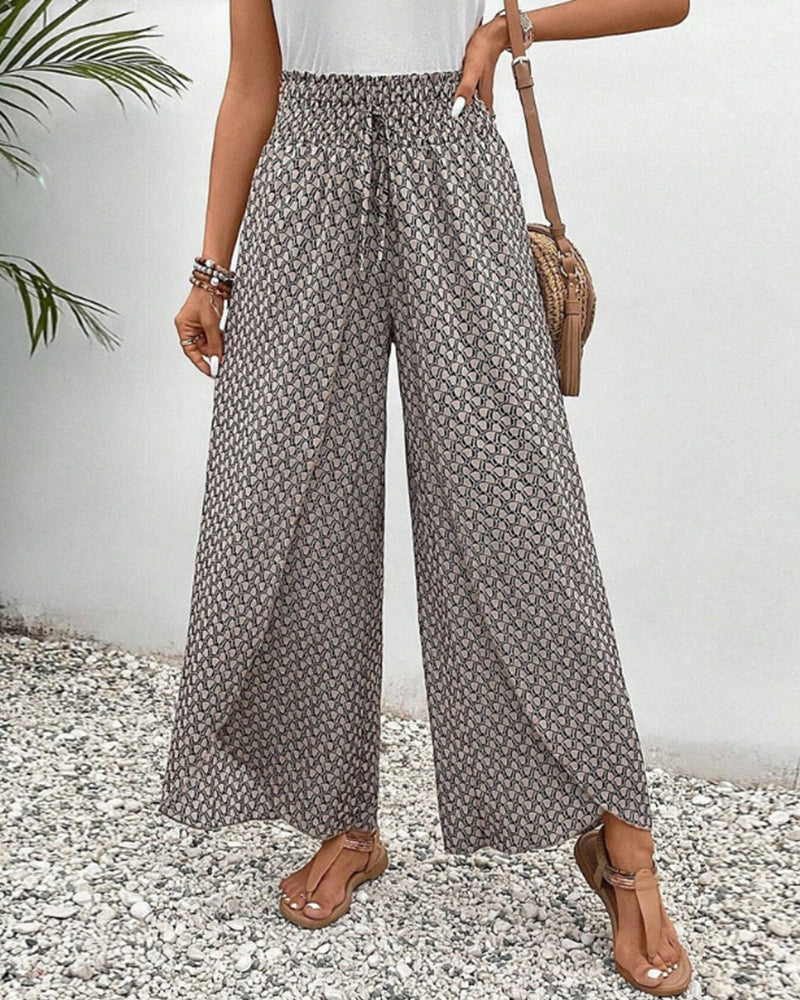 Pantalon Fluide Femme Imprimé Géométrique Élégant 1