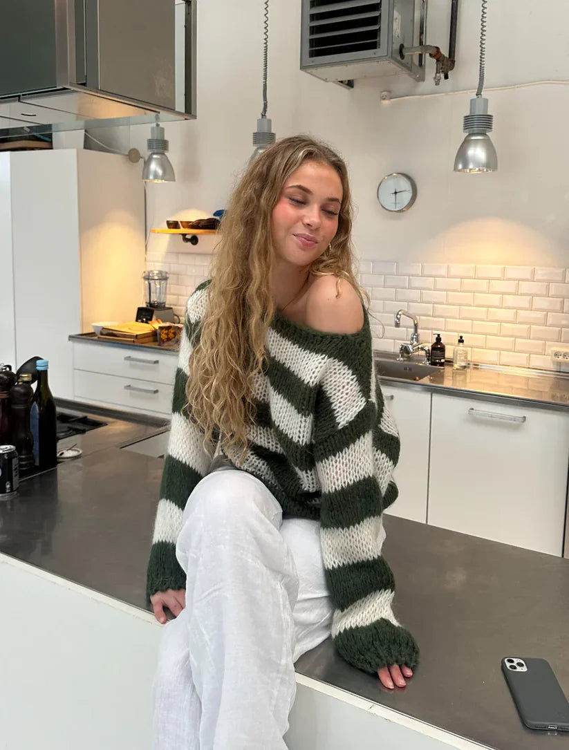 Pull Femme Ample Rayé Élégant 1