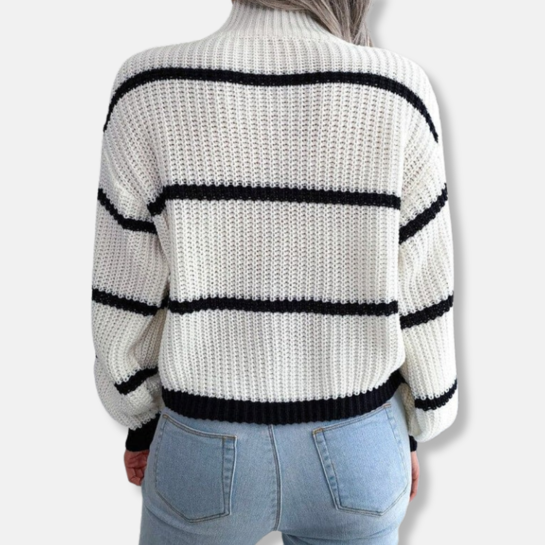 Pull Femme Col Roulé Décontracté Rayé 1