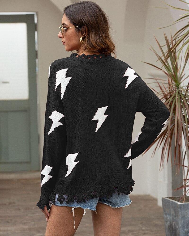 Pull Femme Décontracté à Motif Éclair 7