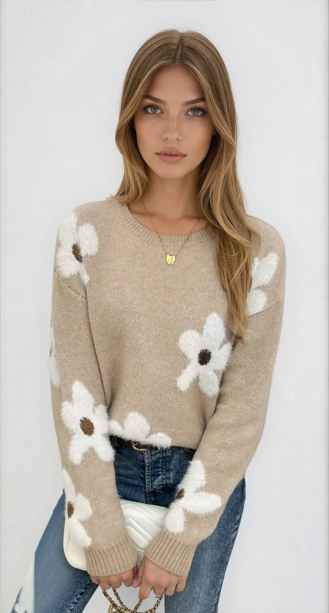 Pull Femme Décontracté à Motifs Floraux 0