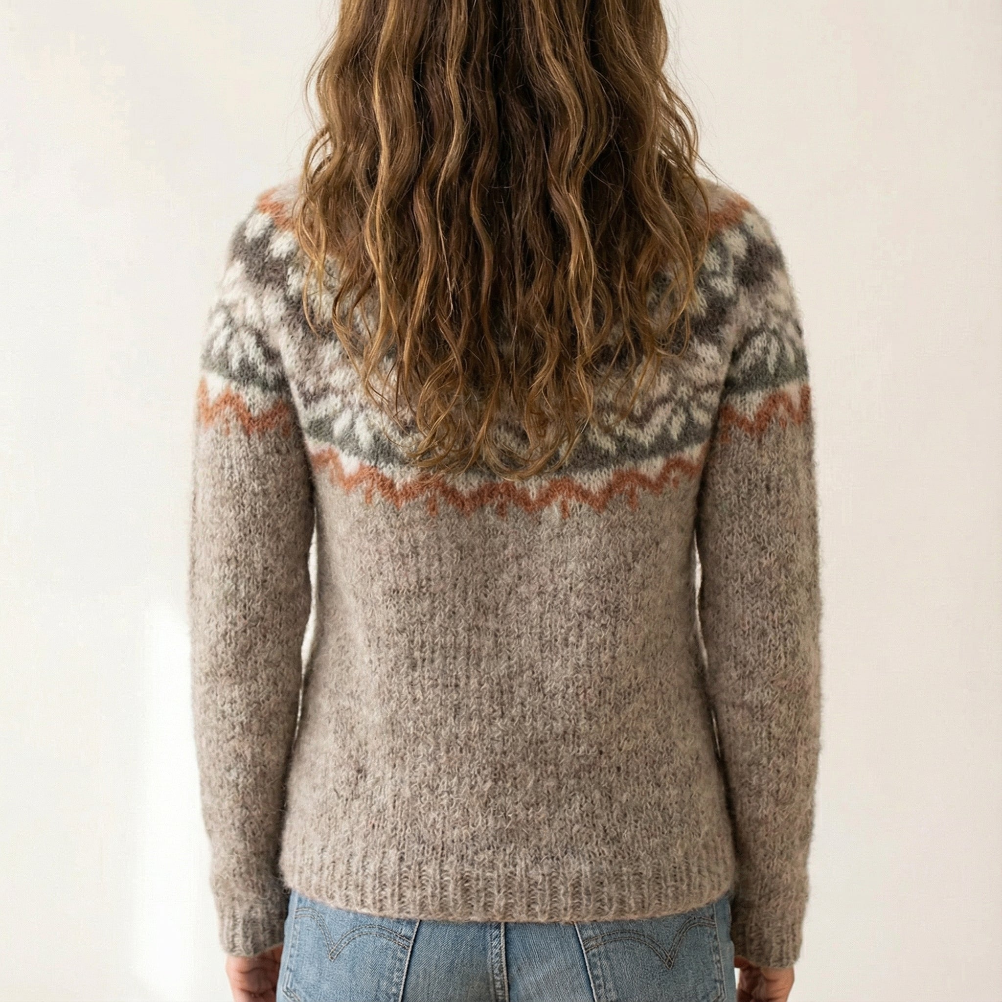 Pull Femme Douillet au Motif Scandinave Multicolor