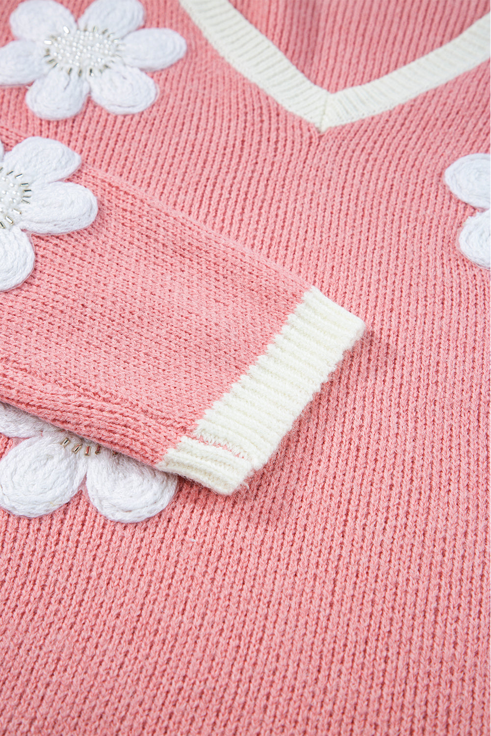 Pull Femme Élégant à Col V Fleuri 7