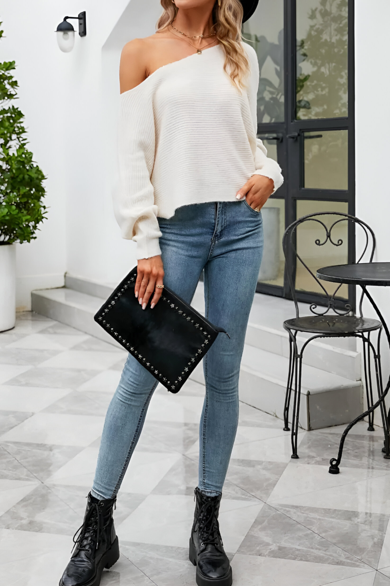 Eleganter Pullover mit Fledermausärmeln für Damen Herbstkollektion