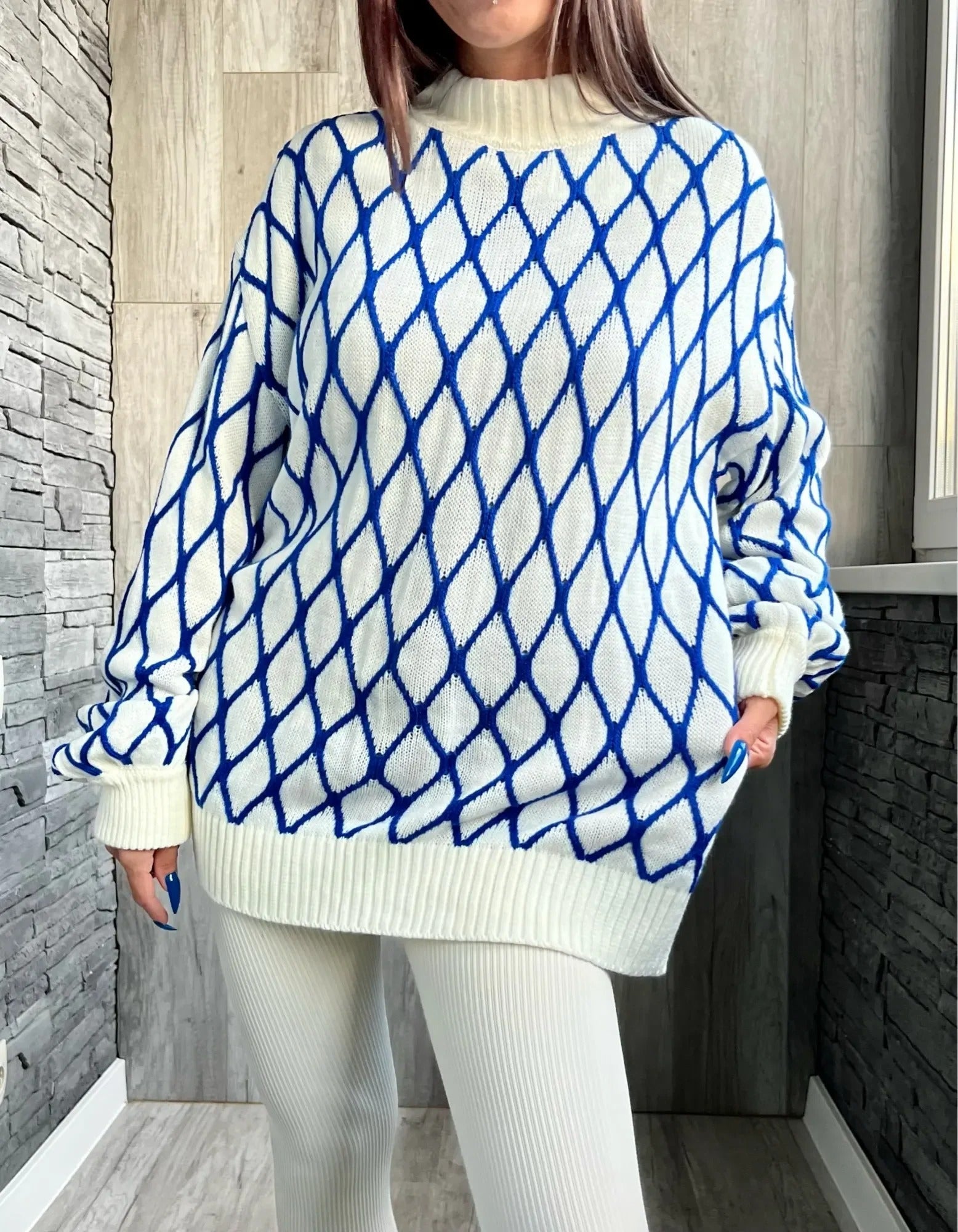 Pull Femme Élégant à Motif Losange 7