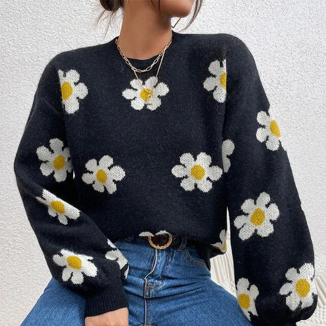 Pull Femme Floral Hiver Chic 1