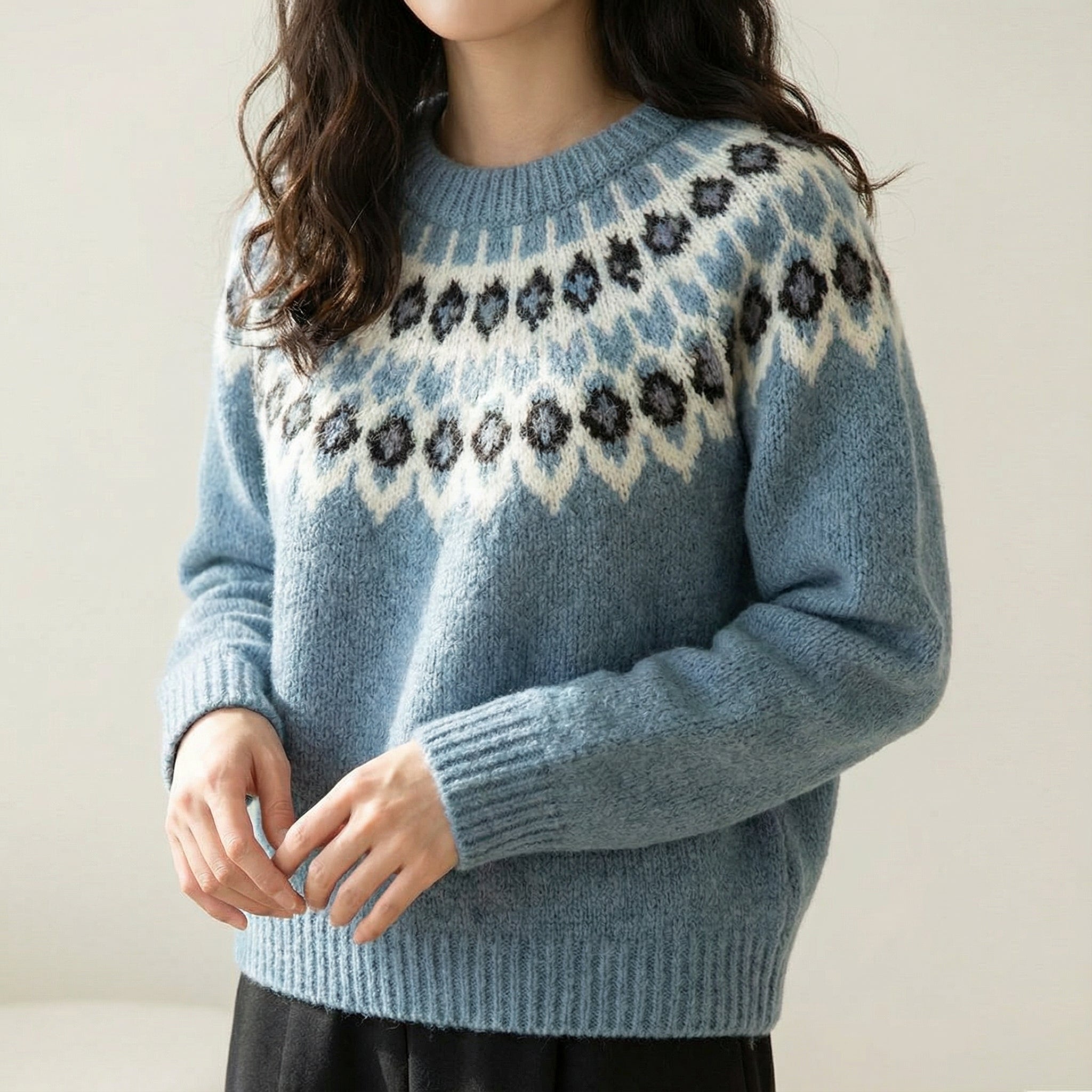 Pull Femme Jacquard et Chaud Chaleur Et Confort