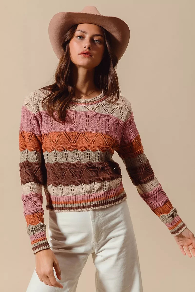 Pull Femme Long Chic à Rayures 3