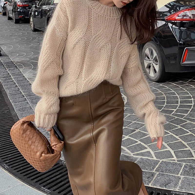 Pull Femme Oversize Torsadé Confortable 0