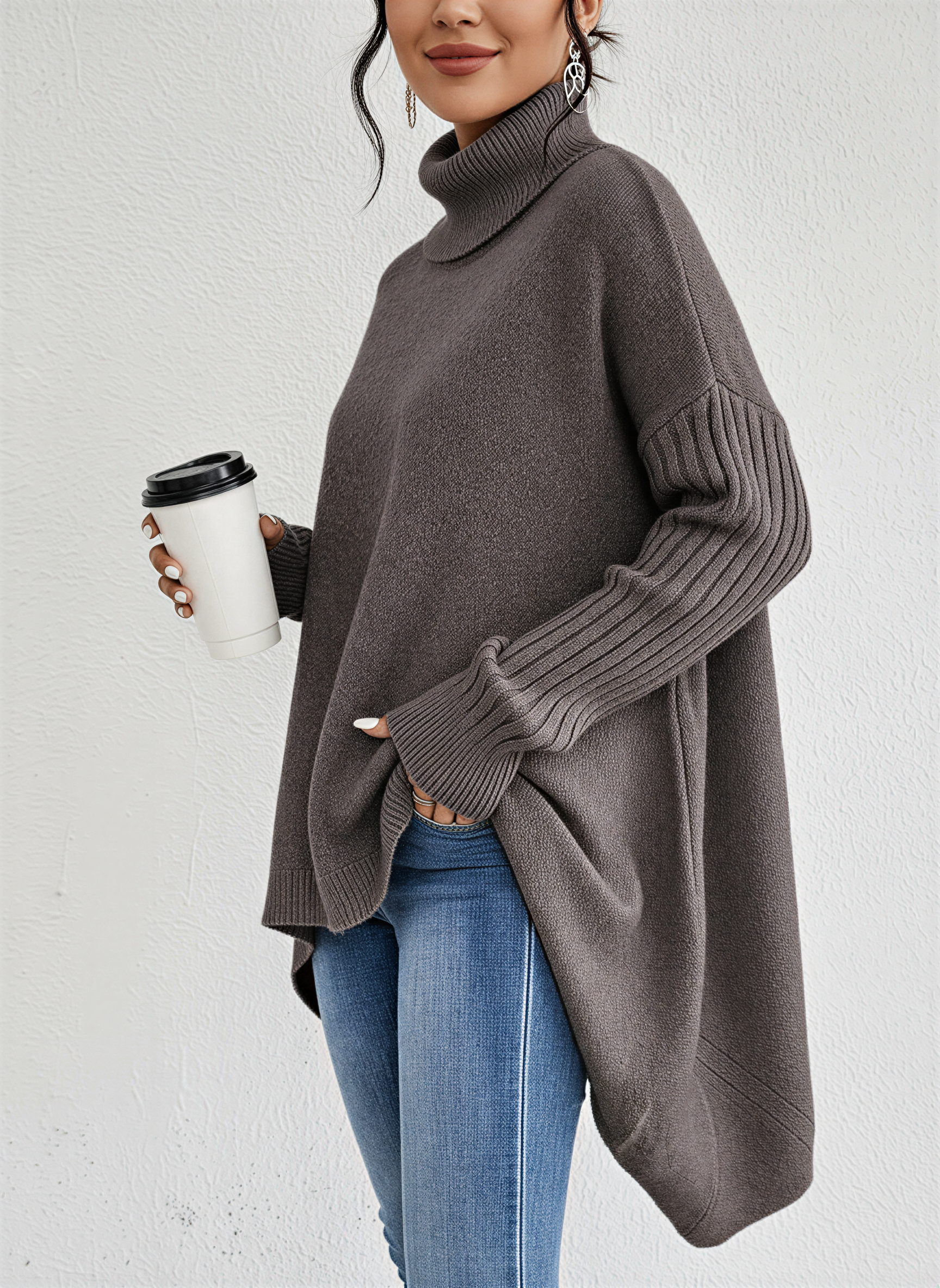 Pull Femme Oversize à Col Roulé 4