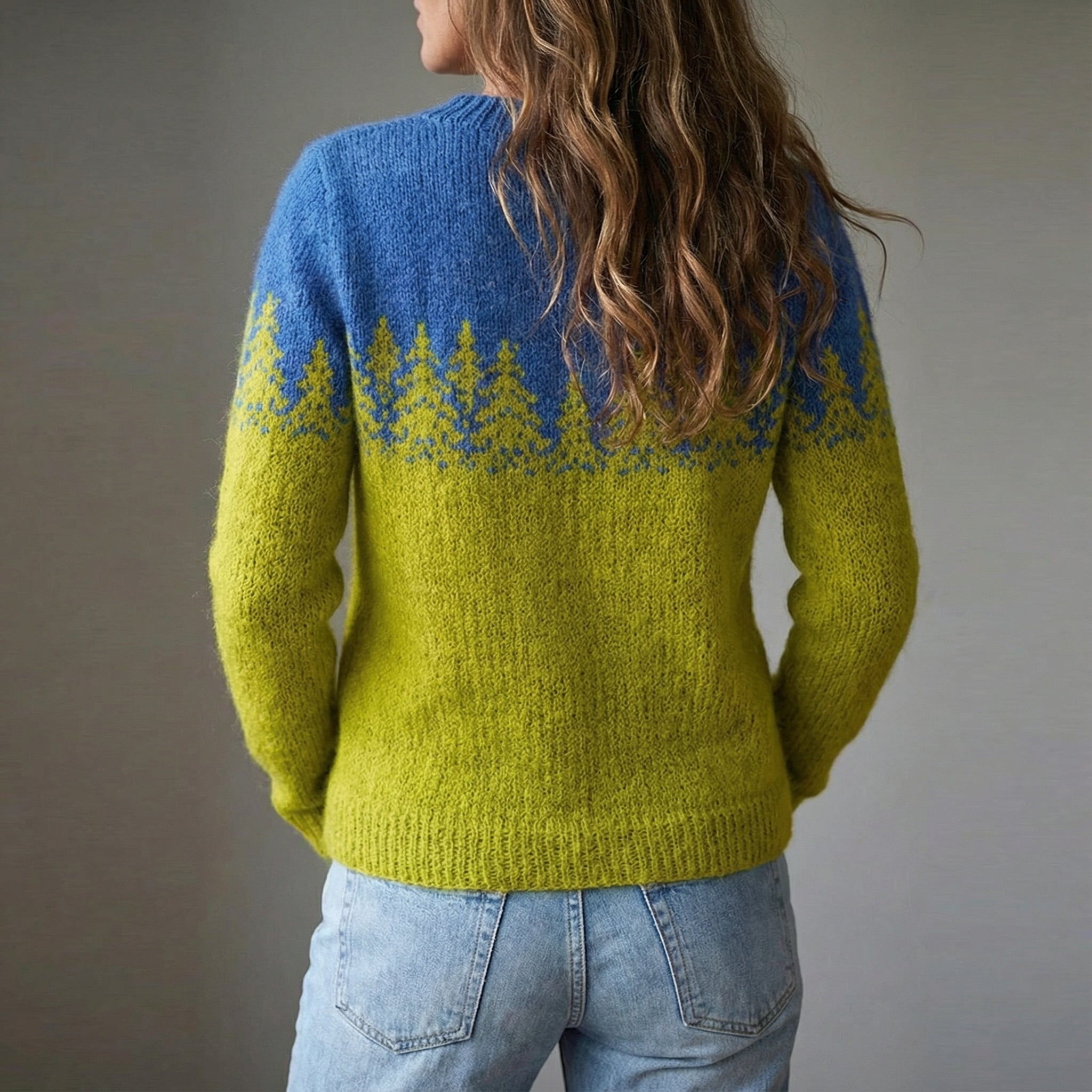 Damenpullover Retro Gemütlich Skandinavisch Bunt Wolle